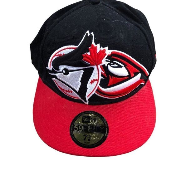 RARE 59FIFTY New Era Toronto Blue Jays Baseball Hat Black/Red Baseball Cap - Picture 3 of 11